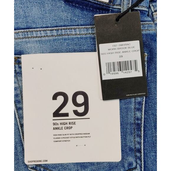 ReDone 90's High Rise Ankle Crop in Worn Brook Blue Light wash - Picture 4 of 10